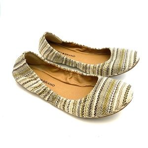 NEW Lucky Brand Emmie Flats Embroidered Stripe